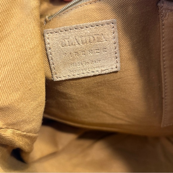 Vintage Claudia Firenze Tooled Leather & Suede Shoulder Bag Hobo Tote EUC - Picture 8 of 9